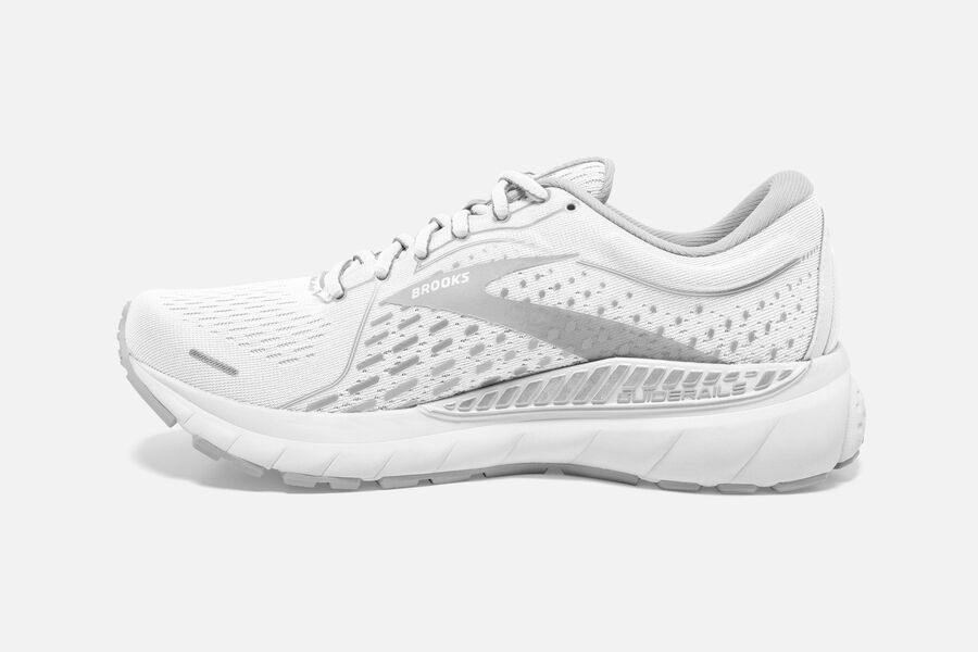 Brooks Running Shoes Womens White/Grey - Adrenaline GTS 21 Road - 3071-TANOP